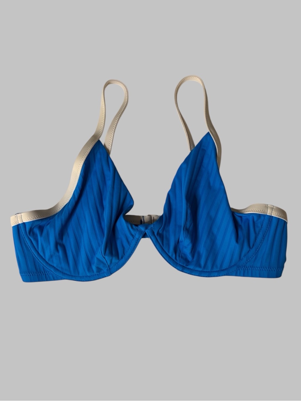 Aerie Blue Unlined Underwire Ribbed Bikini Top
